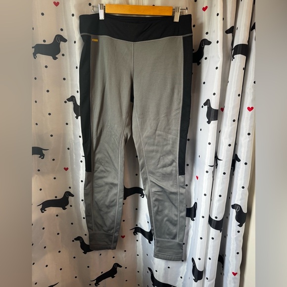 Gray and Black Athletic Leggings with Stretchy Fit - Picture 1 of 4